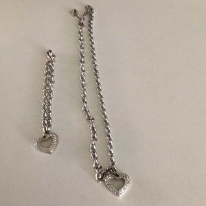 Swarovski bracelet and necklace, rhodium plated